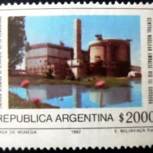 Selo postal da Argentina de 1982 Central Nuclear Embalse M
