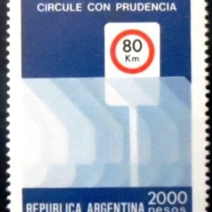 Selo postal da Argentina de 1981 Drive with caution M