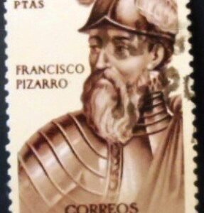Selo postal da Espanha de 1964 Francisco Pizarro U