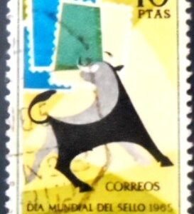 Selo postal da Espanha de 1965 Bull and Stamps U