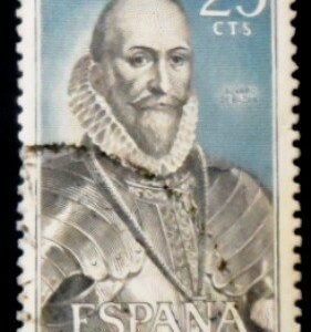 Selo postal da Espanha de 1966 Álvaro de Bazán U