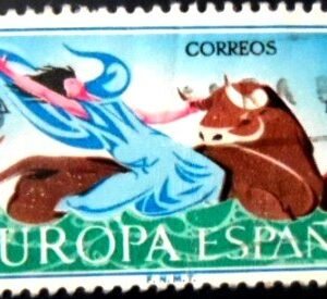 Selo postal da Espanha de 1966 The Rape of Europe U