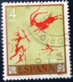 Selo postal da Espanha de 1967 Hunting Scene U