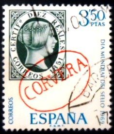 Selo postal da Espanha de 1969 World Stamp Day 3.50 U