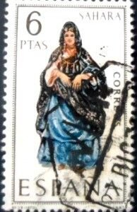 Selo postal da Espanha de 1970 Sahara U