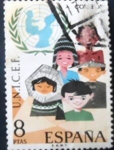 Selo postal da Espanha de 1971 XXV Anniversary UNICEF U
