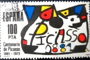 Selo postal da Espanha de 1981 Homenaje a Picasso U