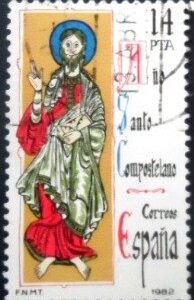 Selo postal da Espanha de 1982 Compostela Holy Year U