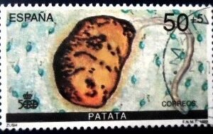 Selo postal da Espanha de 1989 Potato U
