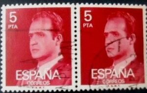Par de selos postais da Espanha de 1976 King Juan Carlos I 5 U PR sev