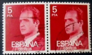 Par de selos postais da Espanha de 1976 King Juan Carlos I 5 U PR sev