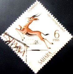 Selo postal do Sahara Espanhol de 1969 Dorcas Gazelle