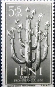 Selo postal de IFNI de 1956 Senecio anteuphorbium N