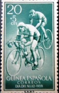 Selo postal da Guiné Espanhola de 1959 Street racing N