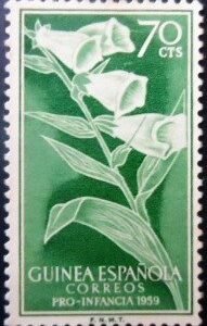 Selo postal da Guiné Espanhola de 1959 Digitalis purpurea 70 M