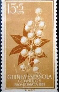 Selo postal da Guiné Espanhola de 1959 Ricinus communis 15 M