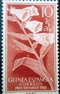 Selo postal da Guiné Espanhola de 1959 Digitalis purpurea N