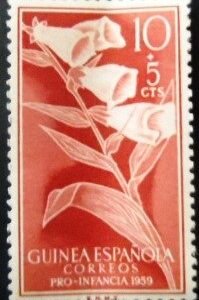 Selo postal da Guiné Espanhola de 1959 Digitalis purpurea M