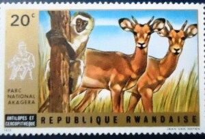 Selo postal da Ruanda de 1972 Oribi M A