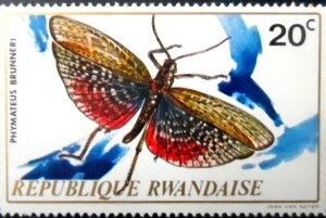 Selo postal da Ruanda de 1973 Bush Locust N