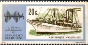 Selo postal de Ruanda de 1974 Elettra M A