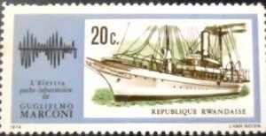 Selo postal de Ruanda de 1974 Elettra M A