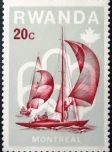 Selo postal de Ruanda de 1976 Sailing M A
