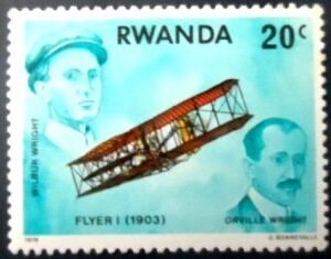 Selo postal de Ruanda de 1978 Wright Brothers and Flyer I N