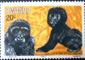 Selo postal de Ruanda de 1983 Mountain Gorilla M