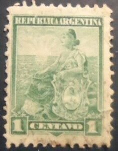Selo postal da Argentina de 1899 Allegory Liberty Seated U 1