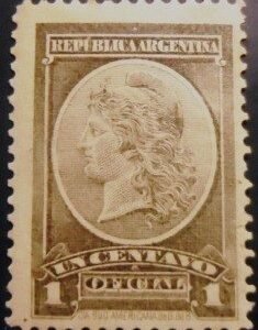 Selo postal da Argentina de 1901 Liberty Head 1 U