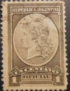 Selo postal da Argentina de 1901 Liberty Head 1 U DAI