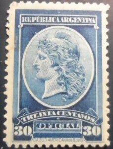 Selo postal da Argentina de 1901 Liberty Head 30 M