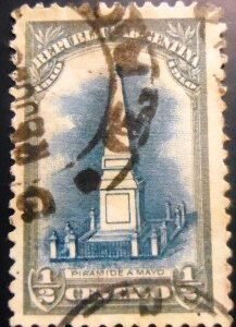Selo postal da Argentina de 1910 Mayo Pyramid U