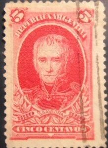 Selo postal da Argentina de 1910 Cornelio Saavedra U