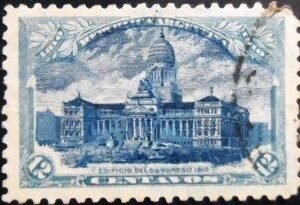 Selo postal da Argentina de 1910 Congress of the Nation U