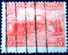 Selo postal da Argentina de 1916 Declaration of independence 5 U