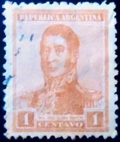 Selo postal da Argentina de 1917 José Francisco de San Martín 1 U sev