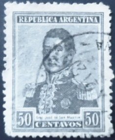 Selo postal da Argentina de 1918 General San Martín 50 U