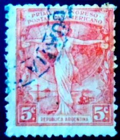 Selo postal da Argentina de 1921 Panamerican Postal Congress U sev