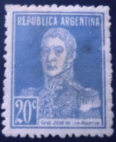 Selo postal da Argentina de 1924 General San Martín 20 NI