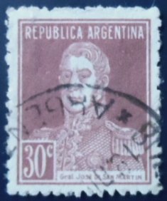 Selo postal da Argentina de 1924 General San Martín 30 U I