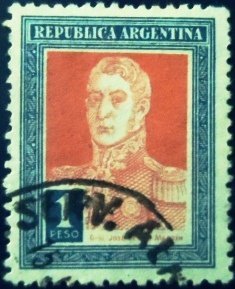 Selo da Argentina de 1924 José Francisco de San Martín 1 U