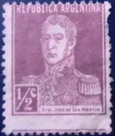 Selo postal da Argentina de 1927 General San Martín ½ N sev