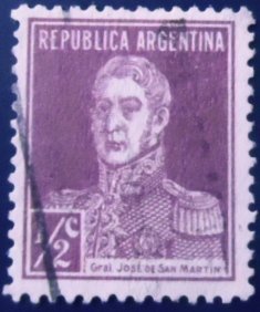 Selo postal da Argentina de 1927 General San Martín ½ U sev