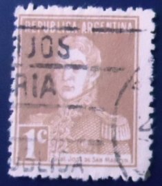 Selo postal da Argentina de 1924 José Francisco de San Martín 1 U sev