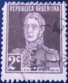 Selo postal da Argentina de 1924 José Francisco de San Martín 2 U sev