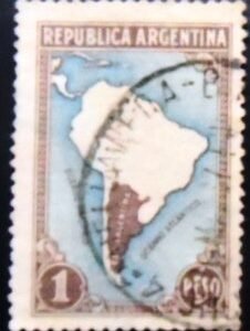 Selo postal Argentina 1936 South America Map Without Borderlines U sev