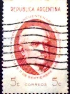 Selo postal da Argentina de 1938 Domingo Faustino Sarmiento U
