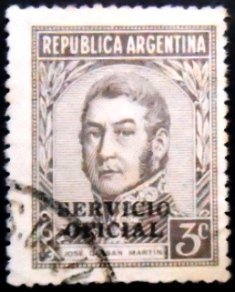 Selo postal da Argentina de 1939 José Francisco de San Martin 3 ovpt